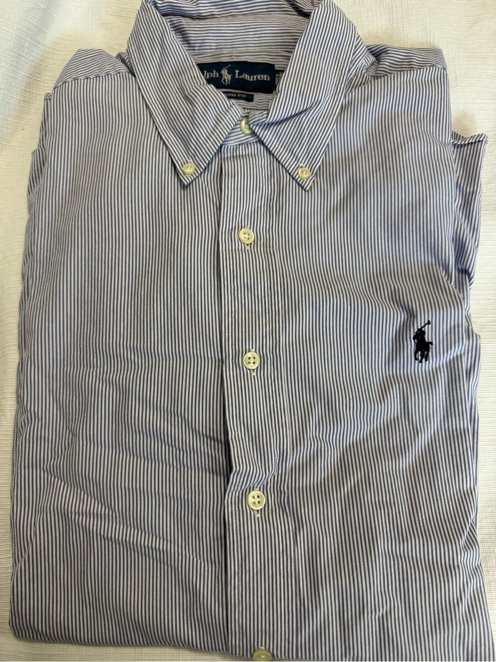 Ralph Lauren Light Blue Pinstripe Button-Down Dress Shirt